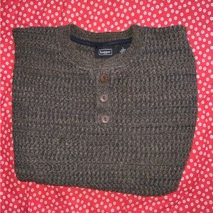 Haggar‎ Brown knit Sweater heather cotton brown black large button